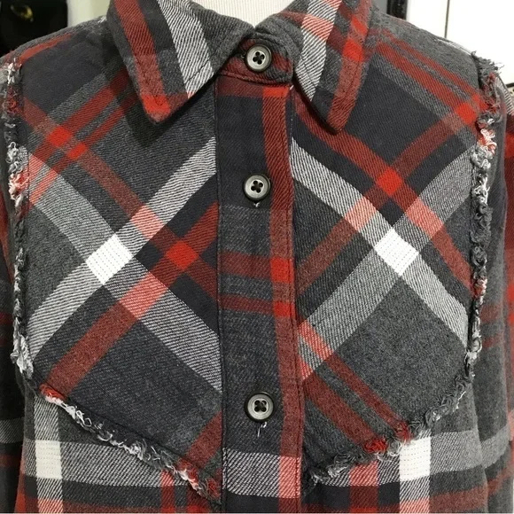 Cabi Tavern Shirt Jacket Shacket Fringe Collar Grey Plaid 4164 Size - Picture 5 of 9